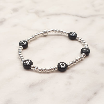 Personalised Multi Letter Black Beads