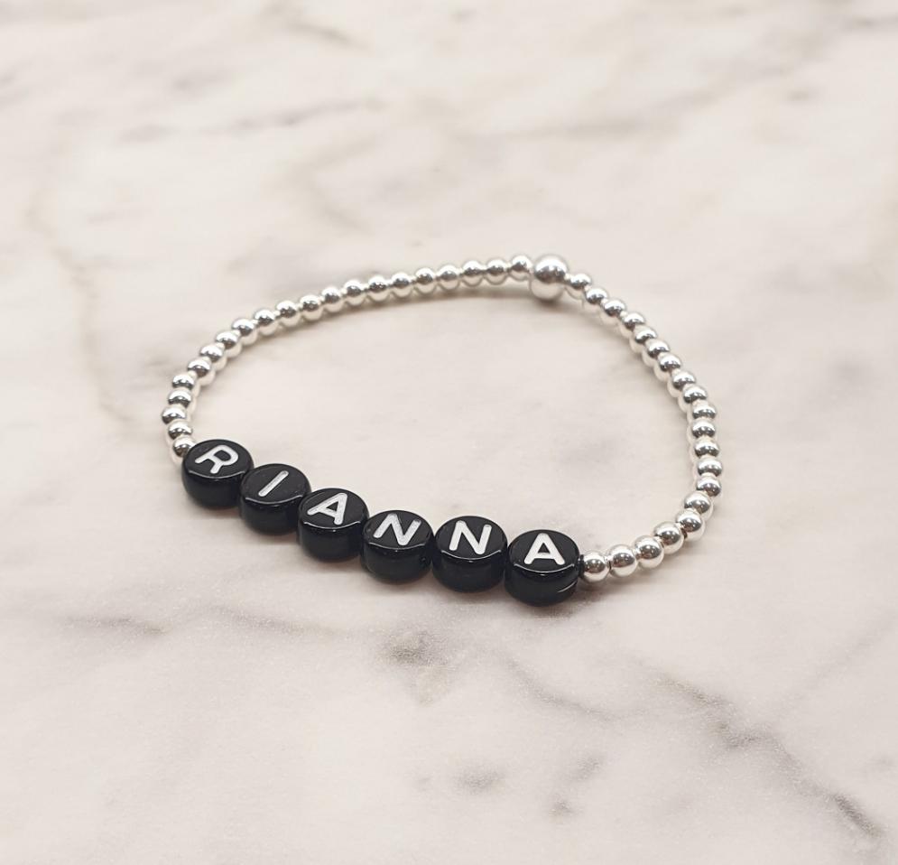 Personalised Letters Black Beads